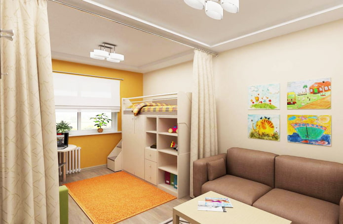 интерьер квартиры-студии для семьи с ребенком
