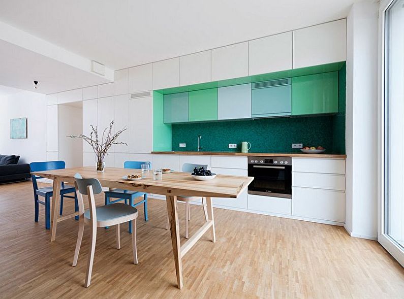 Зеленая кухня в скандинавском стиле - дизайн