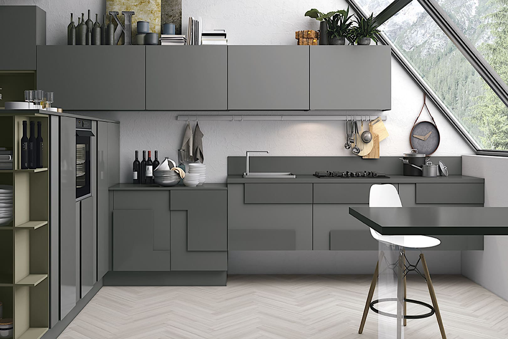 Современная концепция минимализма предлагает огромное количество стильных вариантов отделки фасадов для кухонной мебели