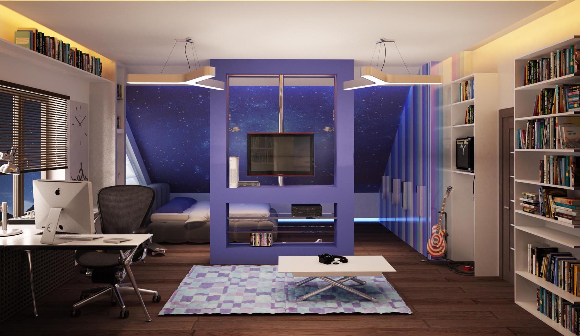 Комната для мальчика подростка в космическом стиле