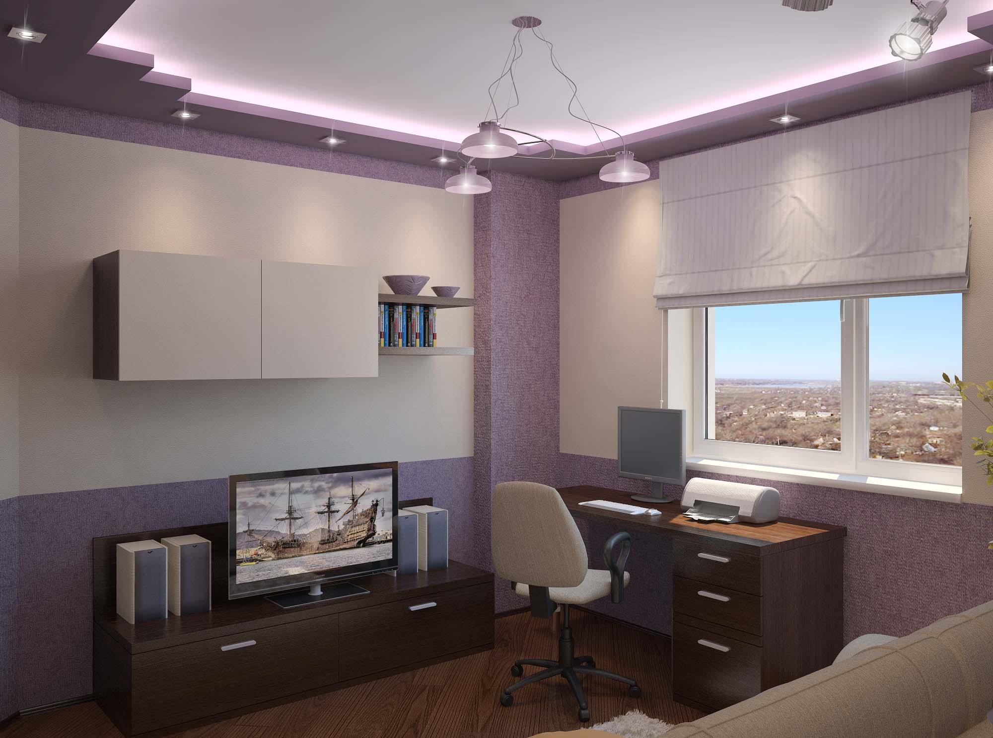 Фиолетово-белая комната для подростка