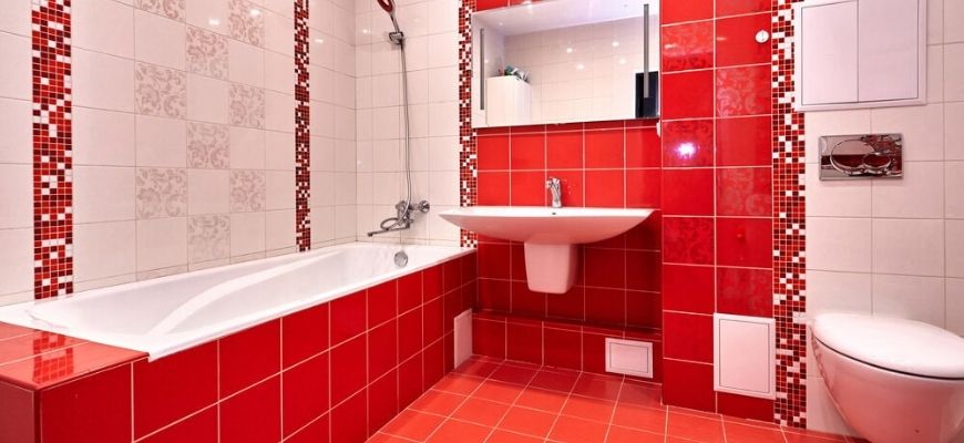 Красная ванная комната: 170 фото реальных дизайнов интерьера