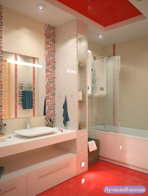 Красная ванная комната: 170+ фото реальных дизайнов интерьера